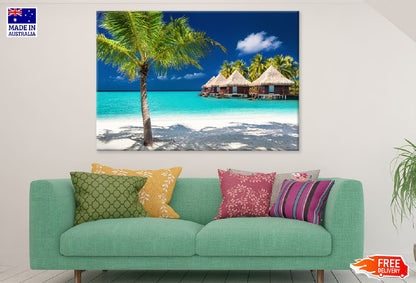 Bungalows on Tropical Island View Photograph Print 100% Australian Made