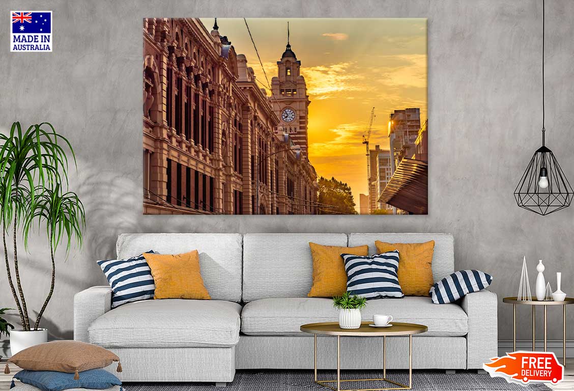 Clock Tower of Flinders Street Sunset Photograph Print 100% Australian Made