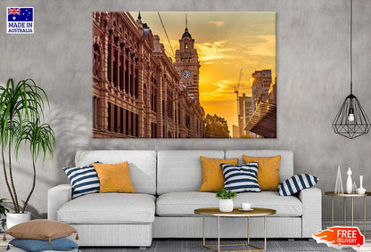 Clock Tower of Flinders Street Sunset Photograph Print 100% Australian Made