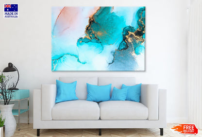 Blue Red & Gold Splash Abstract Design Print 100% Australian Made
