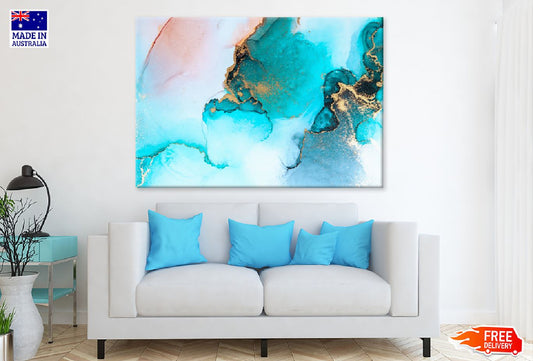 Blue Red & Gold Splash Abstract Design Print 100% Australian Made