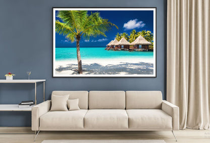 Bungalows on Tropical Island View Home Decor Premium Quality Poster Print Choose Your Sizes