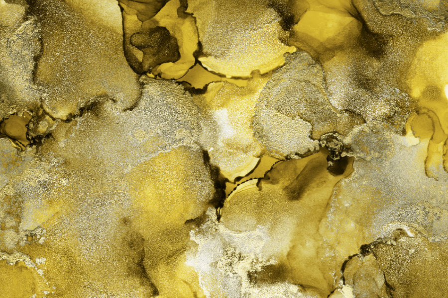 Yellow Gold Alcohol Ink Abstract Design Home Decor Premium Quality Poster Print Choose Your Sizes