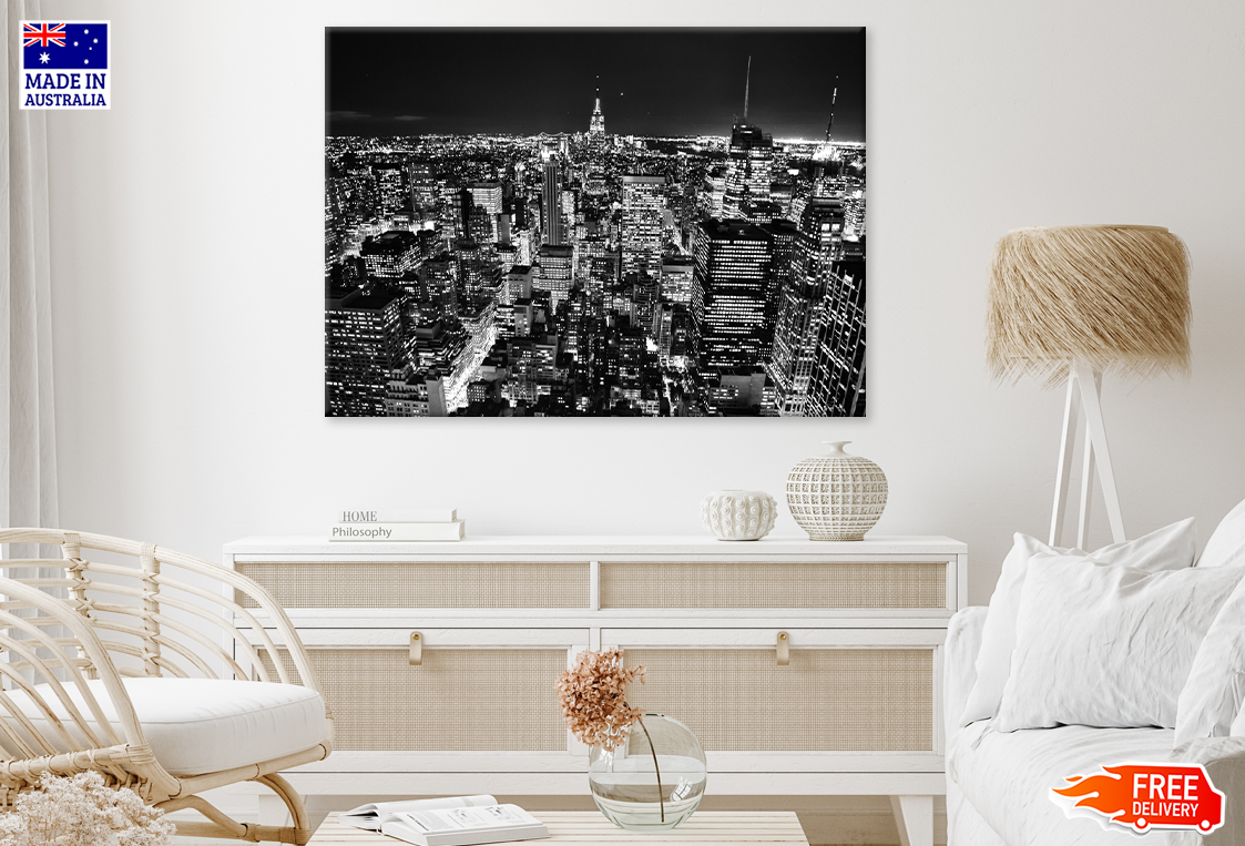 City Skyline at Night in New York USA Photograph Print 100% Australian Made