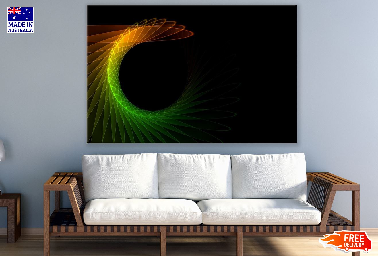 Orange & Green Digital Lines Abstract Design Print 100% Australian Made