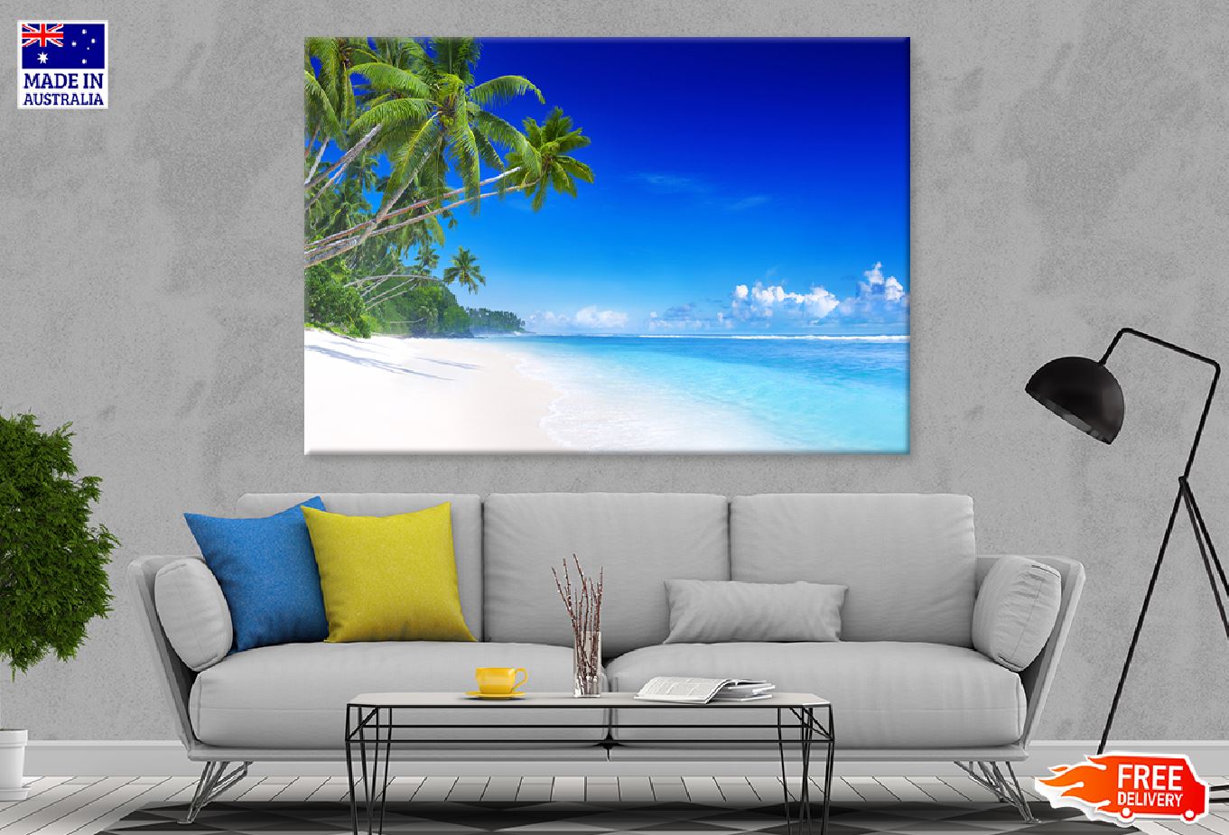 Tropical Beach Paradise & Palm Trees Photograph Print 100% Australian Made