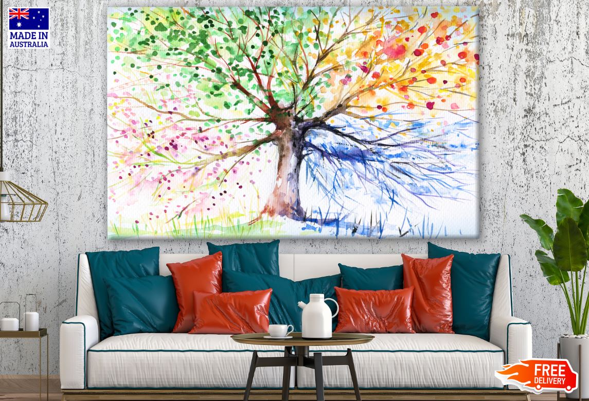 Colourful Watercolour Tree Painting Print 100% Australian Made