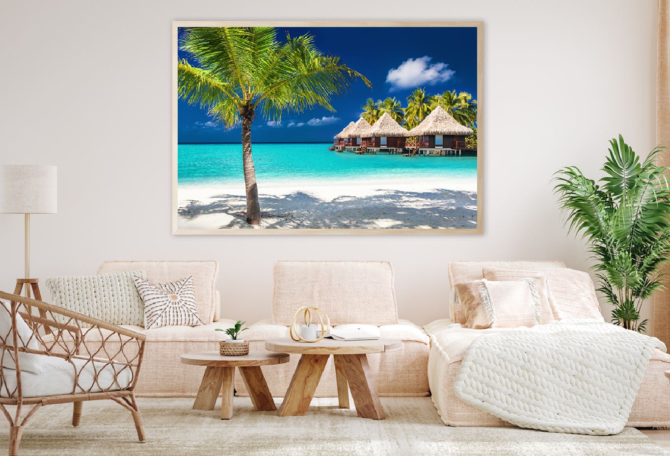 Bungalows on Tropical Island View Home Decor Premium Quality Poster Print Choose Your Sizes