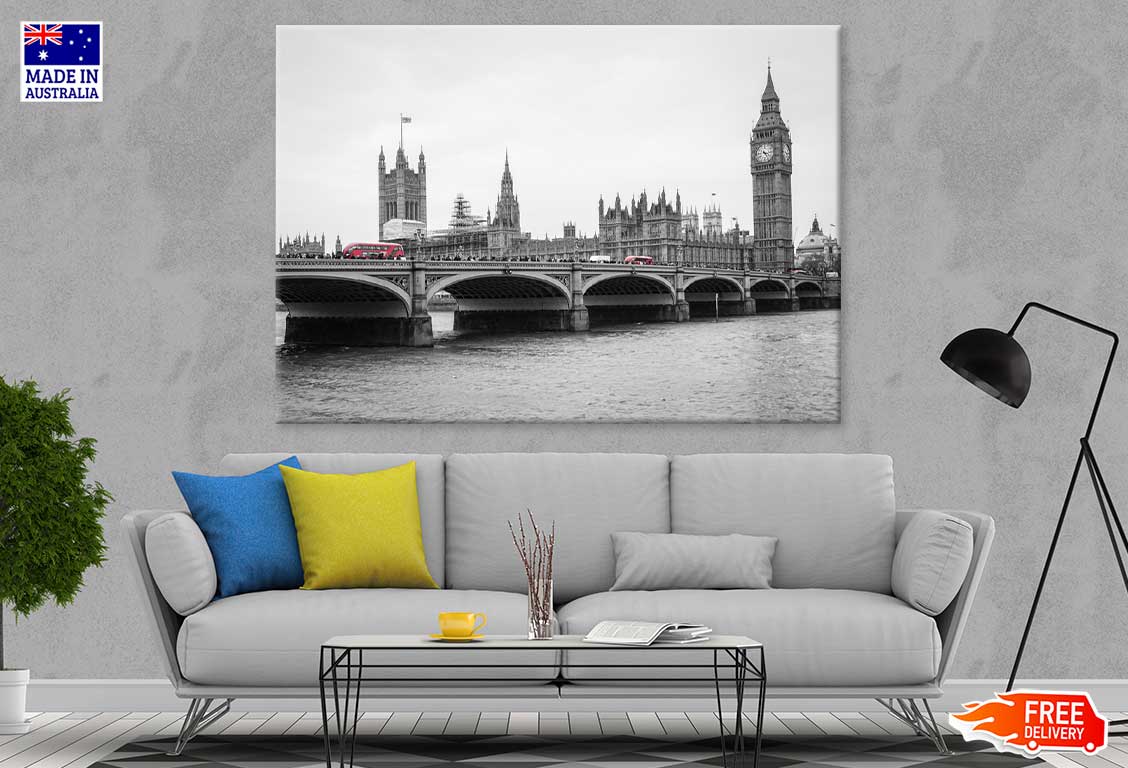 Big Ben Tower & Bridge B&W View Photograph Print 100% Australian Made