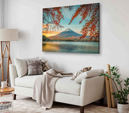 Bella Home Lake Kawaguchiko With Autumn Foliage Print Canvas Ready to hang