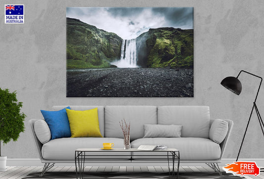 Waterfall on Mountains Scenery Photograph Print 100% Australian Made