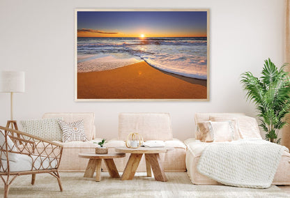 Ocean Waves & Seashore Sunset Scenery Photograph Home Decor Premium Quality Poster Print Choose Your Sizes