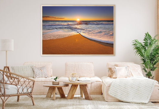 Ocean Waves & Seashore Sunset Scenery Photograph Home Decor Premium Quality Poster Print Choose Your Sizes