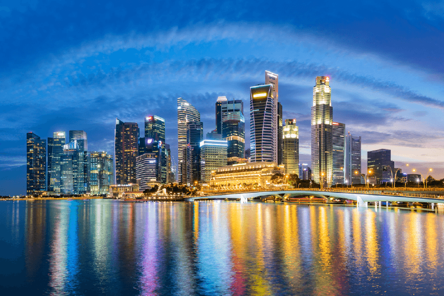 Singapore City Skyline at Night Print 100% Australian Made