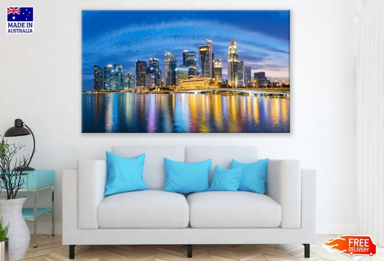 Singapore City Skyline at Night Print 100% Australian Made