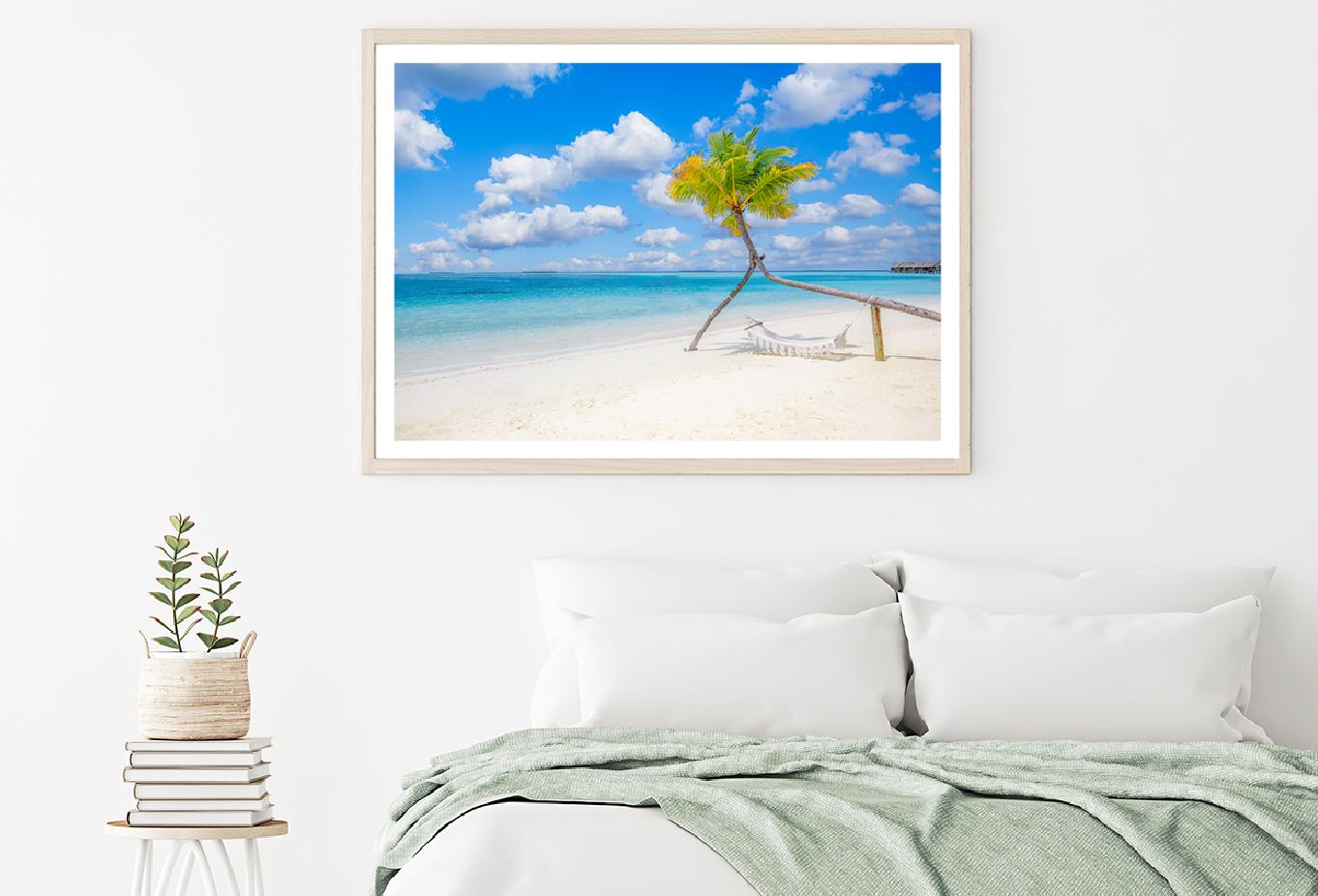 Hammock on Palm Tree & Sandy Sea Photograph Home Decor Premium Quality Poster Print Choose Your Sizes