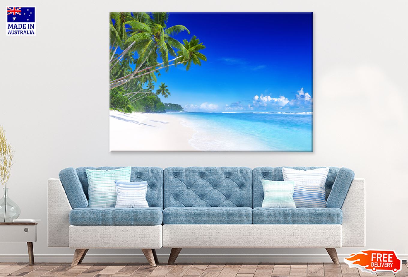 Tropical Beach Paradise & Palm Trees Photograph Print 100% Australian Made