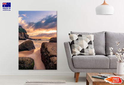 Rocky Beach Sunset Scenery View Photograph Print 100% Australian Made