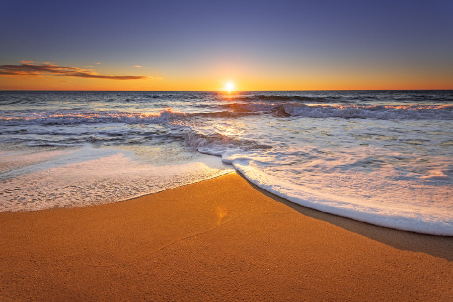 Ocean Waves & Seashore Sunset Scenery Photograph Home Decor Premium Quality Poster Print Choose Your Sizes