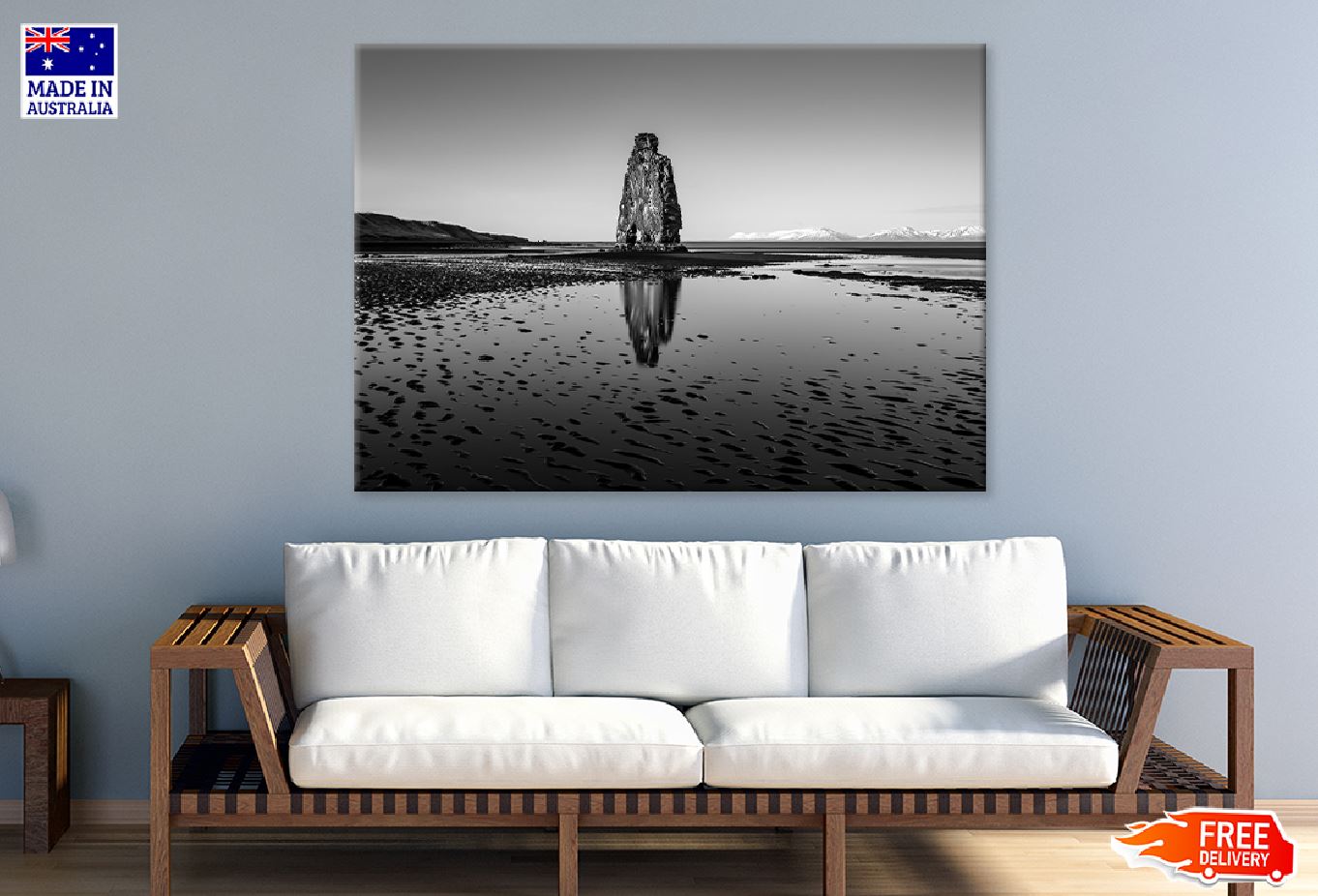 Hvitserkur Beach in Iceland B&W Photograph Print 100% Australian Made