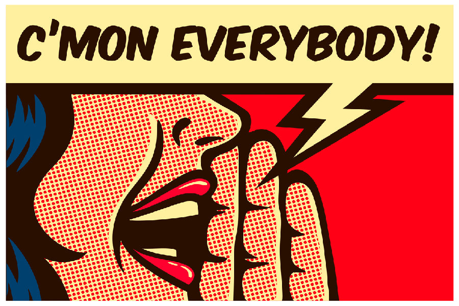 C'Mon Everybody Chat Bubble & Girl Illustration Print 100% Australian Made