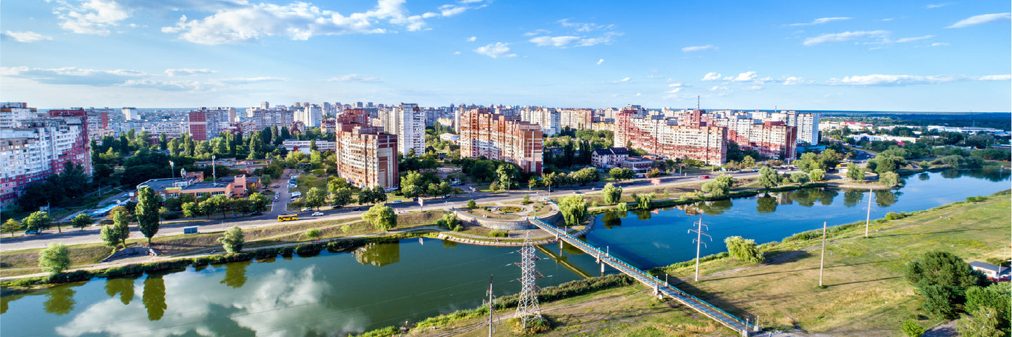 Panoramic Canvas Troieshchyna Kiev City Skyline View High Quality 100% Australian Made Wall Canvas Print Ready to Hang