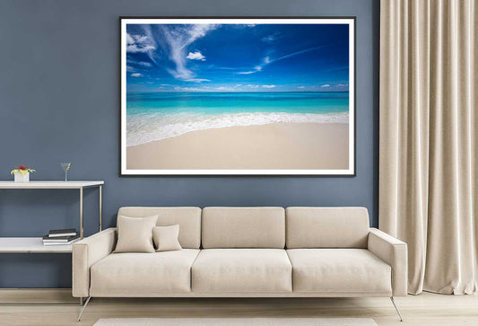 Sandy Beach & Blue Summer Sky View Photograph Home Decor Premium Quality Poster Print Choose Your Sizes