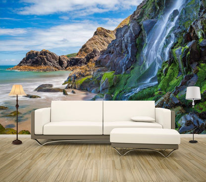 Wallpaper Murals Peel and Stick Removable Waterfall & Beach High Quality