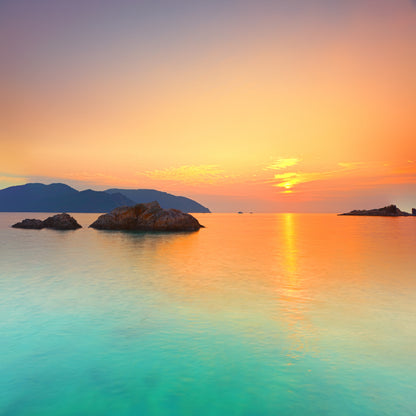 Square Canvas Sunrise over the Sea Con Dao High Quality Print 100% Australian Made