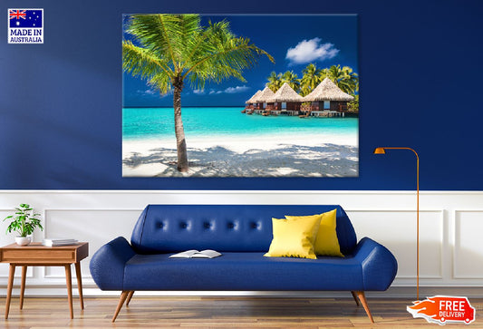 Bungalows on Tropical Island View Photograph Print 100% Australian Made