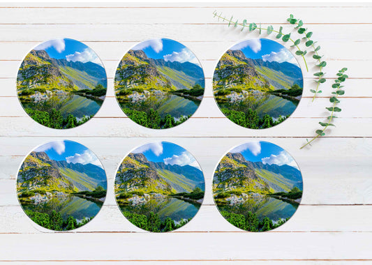 Mountain Landscape With Lake in Slovakia Coasters Wood & Rubber - Set of 6 Coasters