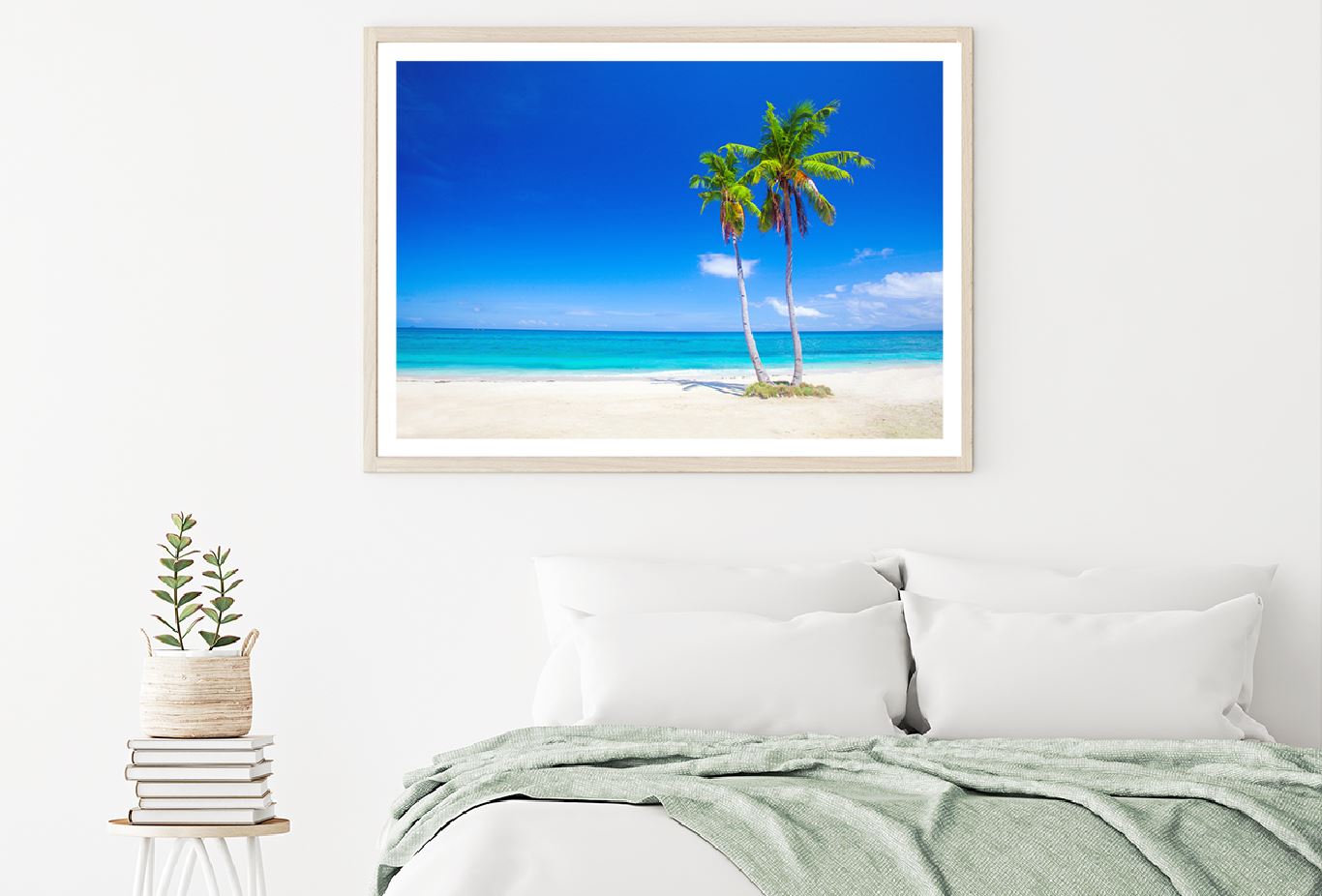 Palm Trees near Sea Blue Sky View Photograph Home Decor Premium Quality Poster Print Choose Your Sizes