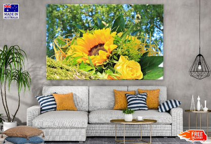 Sunflower & Yellow Color Rose Bunch Photograph Print 100% Australian Made