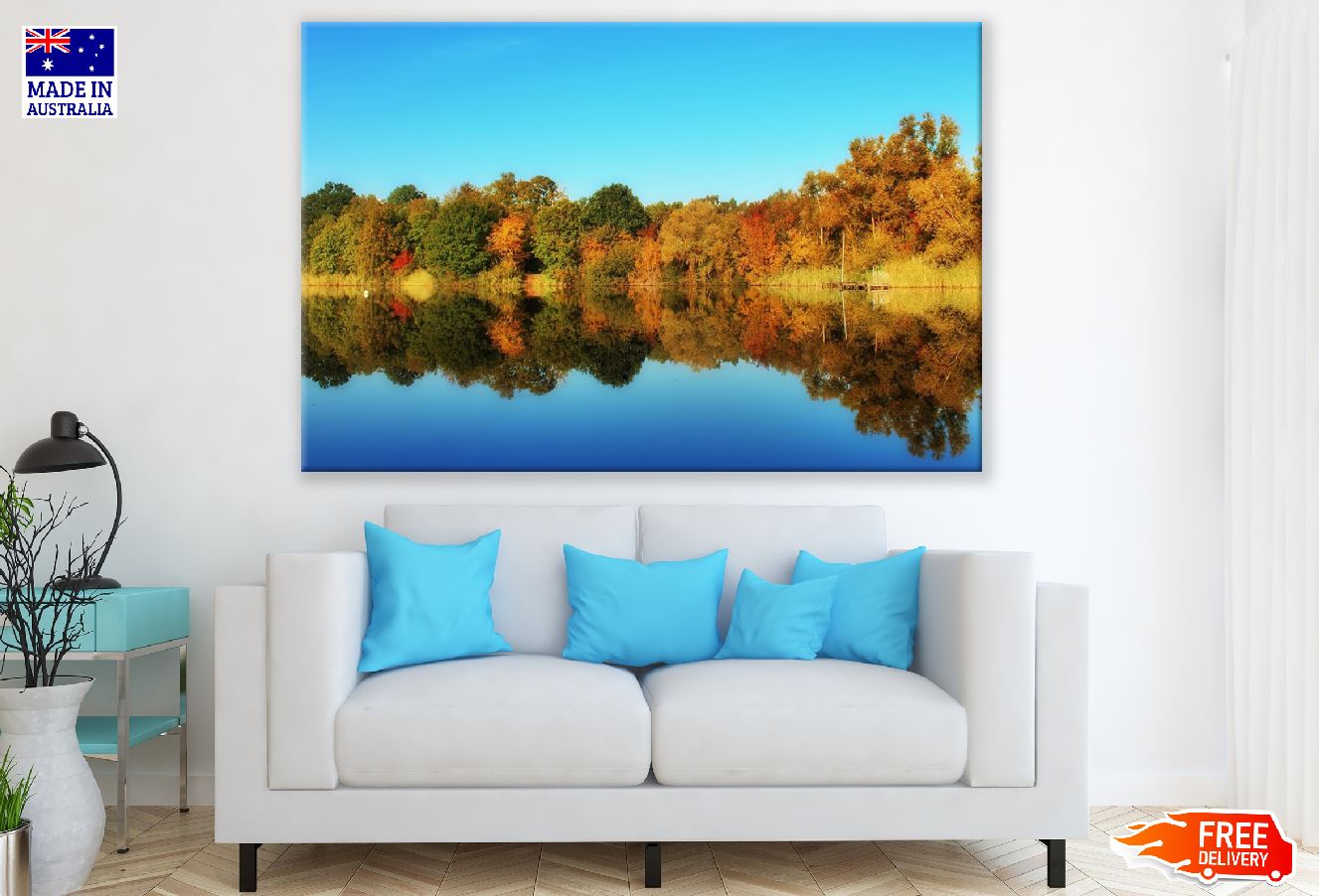 Autumn Landscape with Lake in the Forest Photograph Print 100% Australian Made