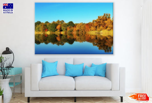 Autumn Landscape with Lake in the Forest Photograph Print 100% Australian Made