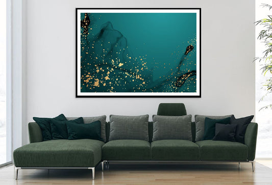 Dark Green & Gold Splash Abstract Design Home Decor Premium Quality Poster Print Choose Your Sizes