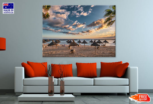 Beach with Sun Shade Photograph in Tenerife Print 100% Australian Made