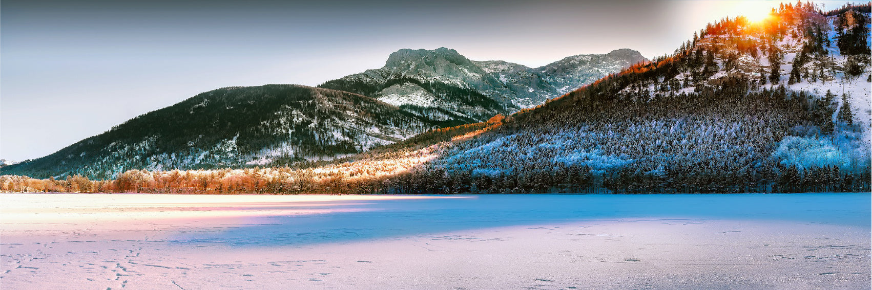 Panoramic Canvas Snow Field Mountains Photograph High Quality 100% Australian Made Wall Canvas Print Ready to Hang