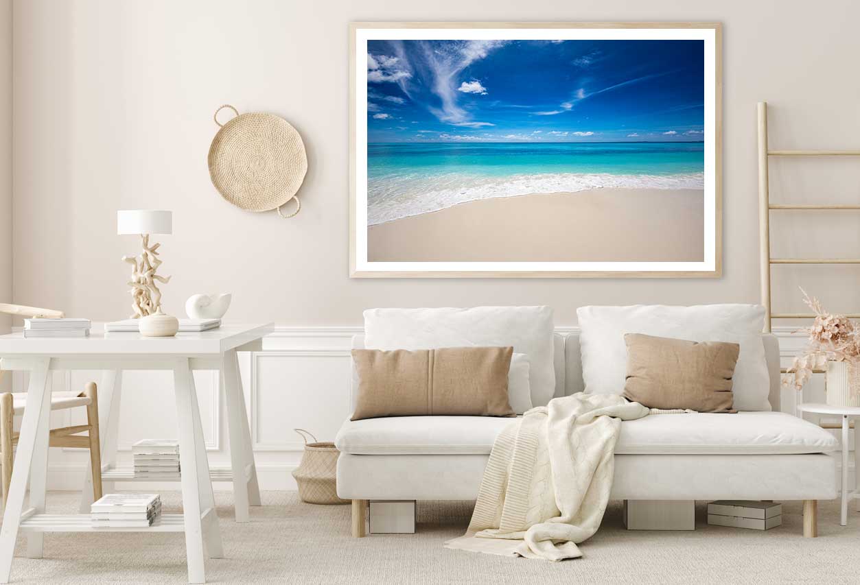 Sandy Beach & Blue Summer Sky View Photograph Home Decor Premium Quality Poster Print Choose Your Sizes