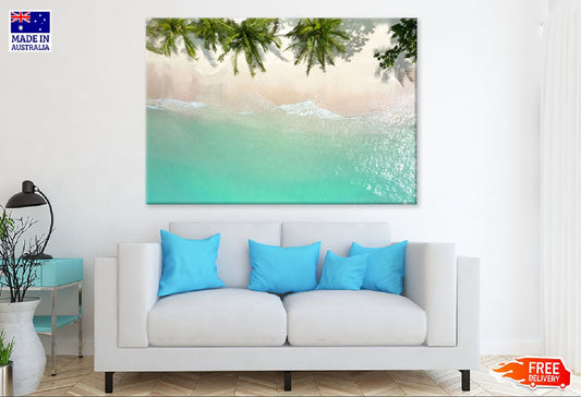 Blue Sea & Palm Trees Aerial View Photograph Print 100% Australian Made