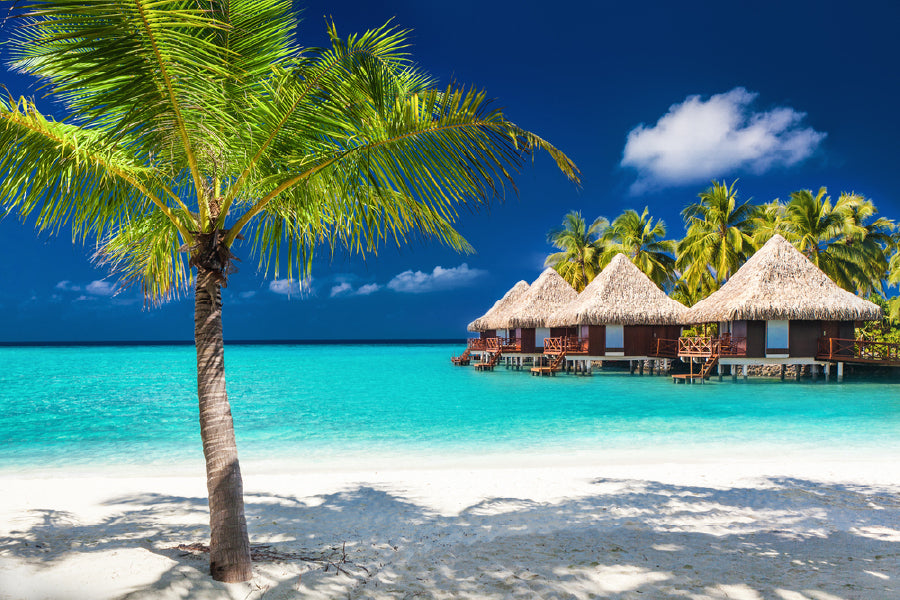 Bungalows on Tropical Island View Photograph Print 100% Australian Made
