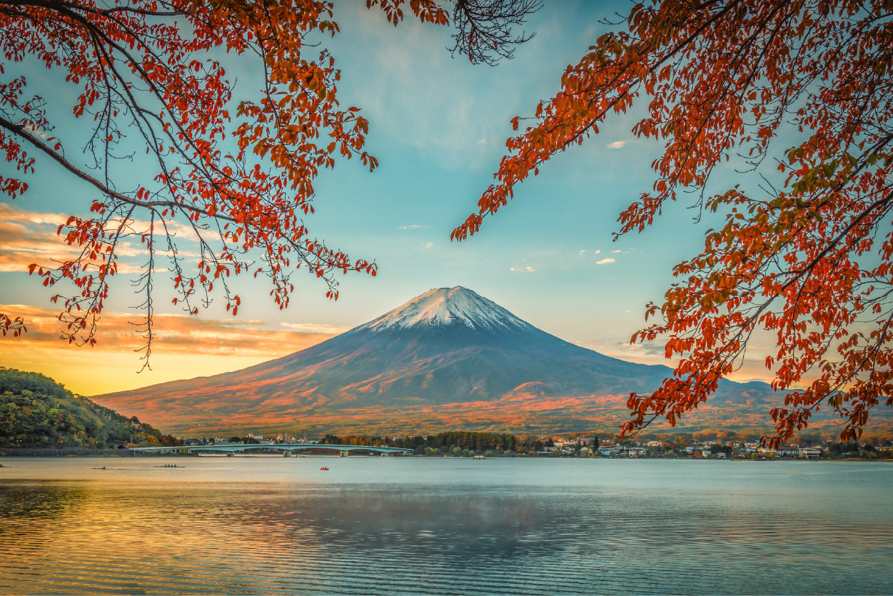 Bella Home Lake Kawaguchiko With Autumn Foliage Print Canvas Ready to hang