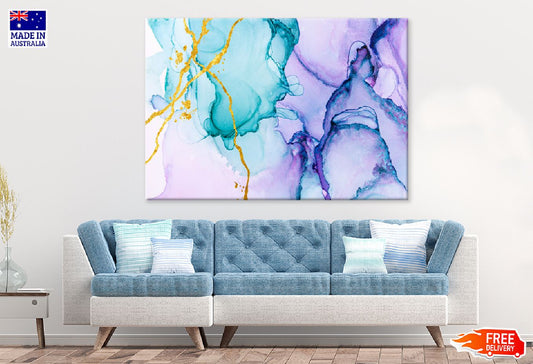 Pink Blue & Gold Lines Abstract Design Print 100% Australian Made