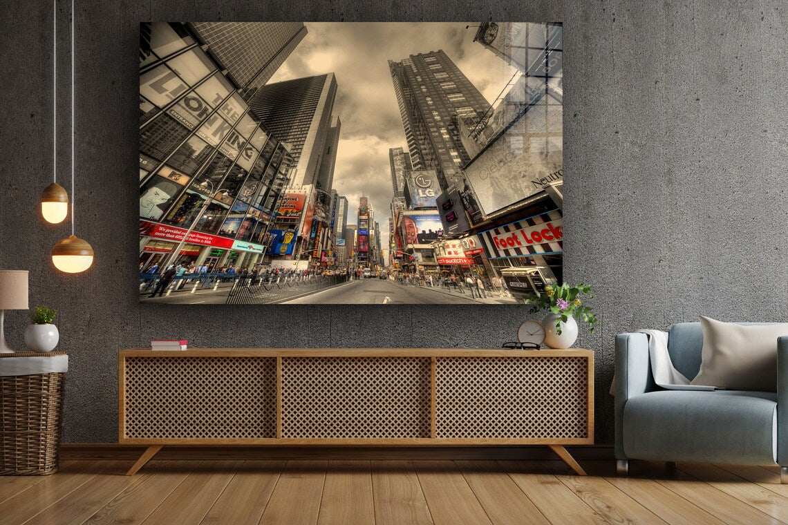 City Street Cloudy Sky Print Tempered Glass Wall Art 100% Made in Australia Ready to Hang