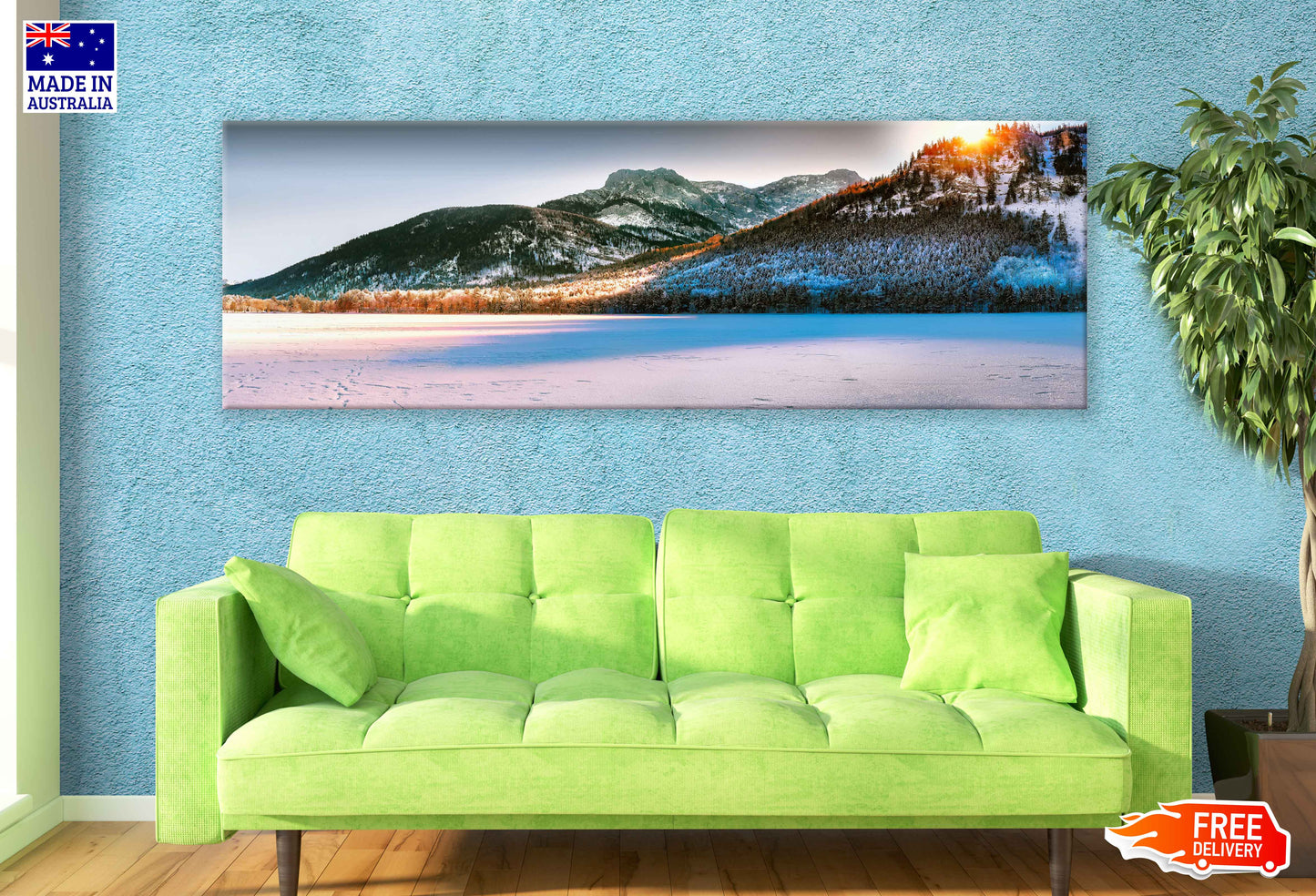 Panoramic Canvas Snow Field Mountains Photograph High Quality 100% Australian Made Wall Canvas Print Ready to Hang