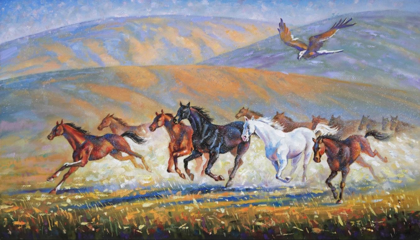 Horses Running Oil Painting Home Decor Premium Quality Poster Print Choose Your Sizes
