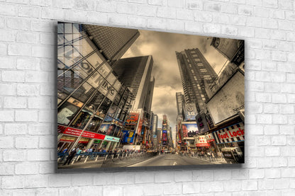 City Street Cloudy Sky Print Tempered Glass Wall Art 100% Made in Australia Ready to Hang