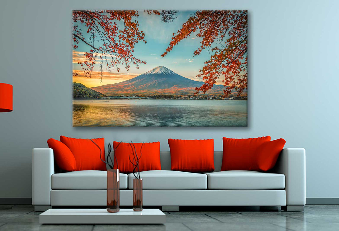 Bella Home Lake Kawaguchiko With Autumn Foliage Print Canvas Ready to hang