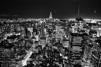 City Skyline at Night in New York USA View Photograph Home Decor Premium Quality Poster Print Choose Your Sizes