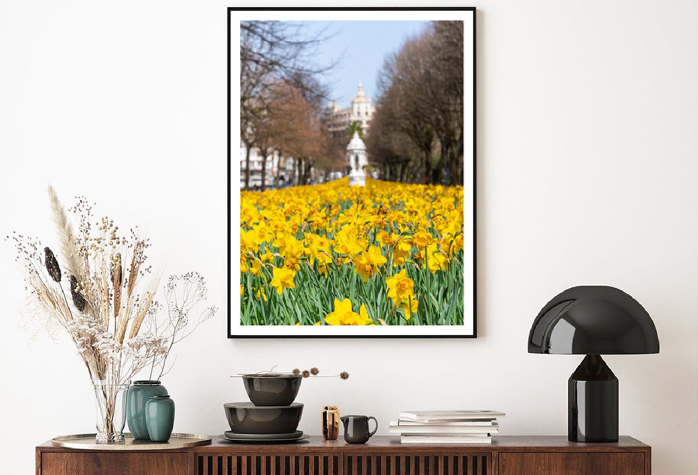 Yellow Flower Field View Photograph Basque Home Decor Premium Quality Poster Print Choose Your Sizes